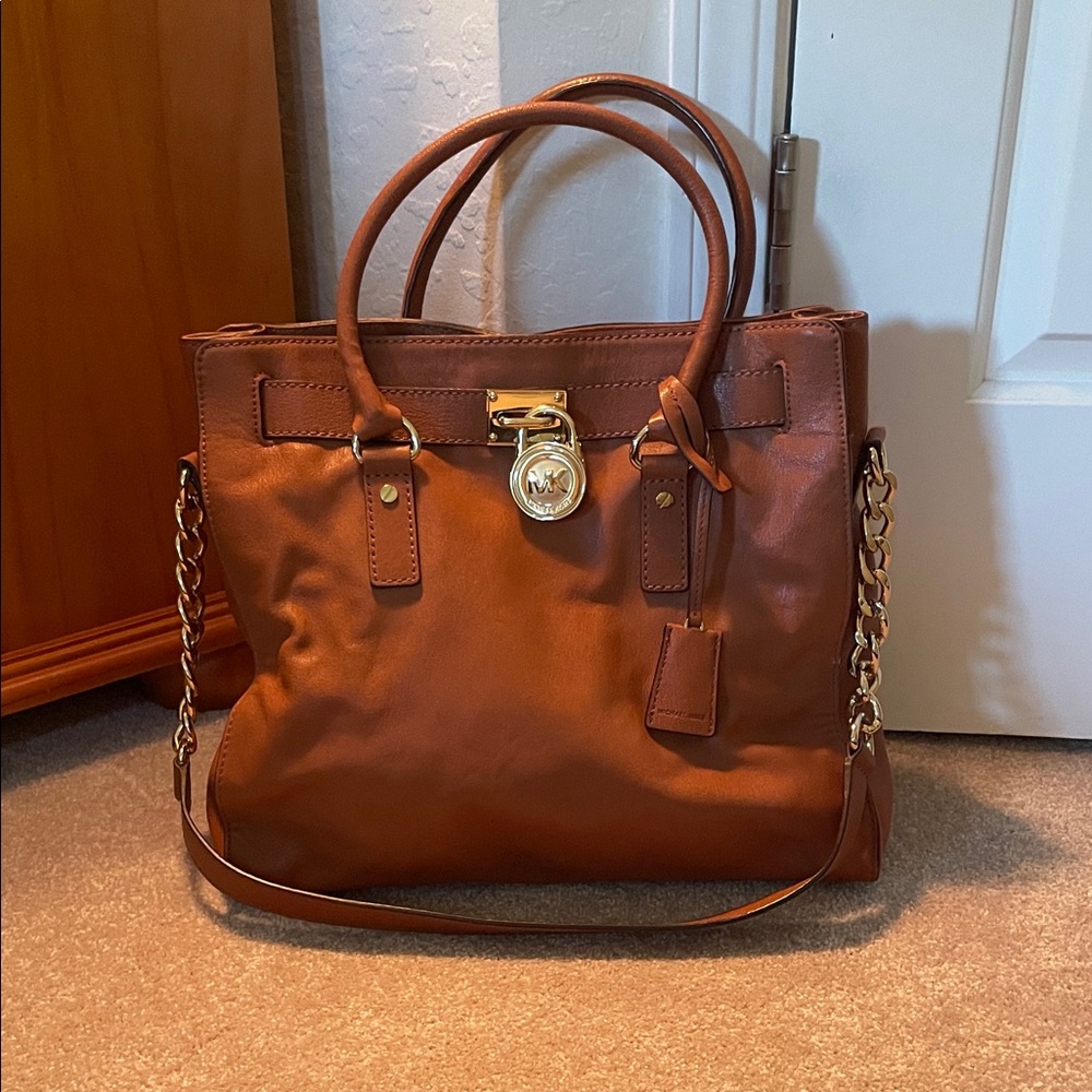Michael Kors Tan Leather Tote with Gold Accents